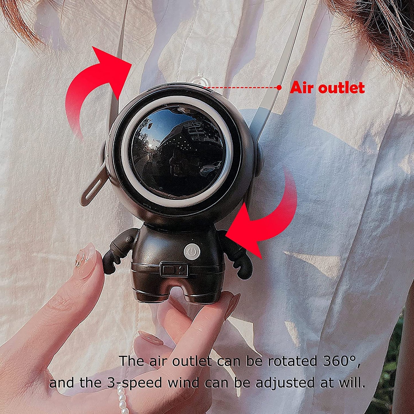 Astronaut Portable Neck Fan with Adjustable Strap
