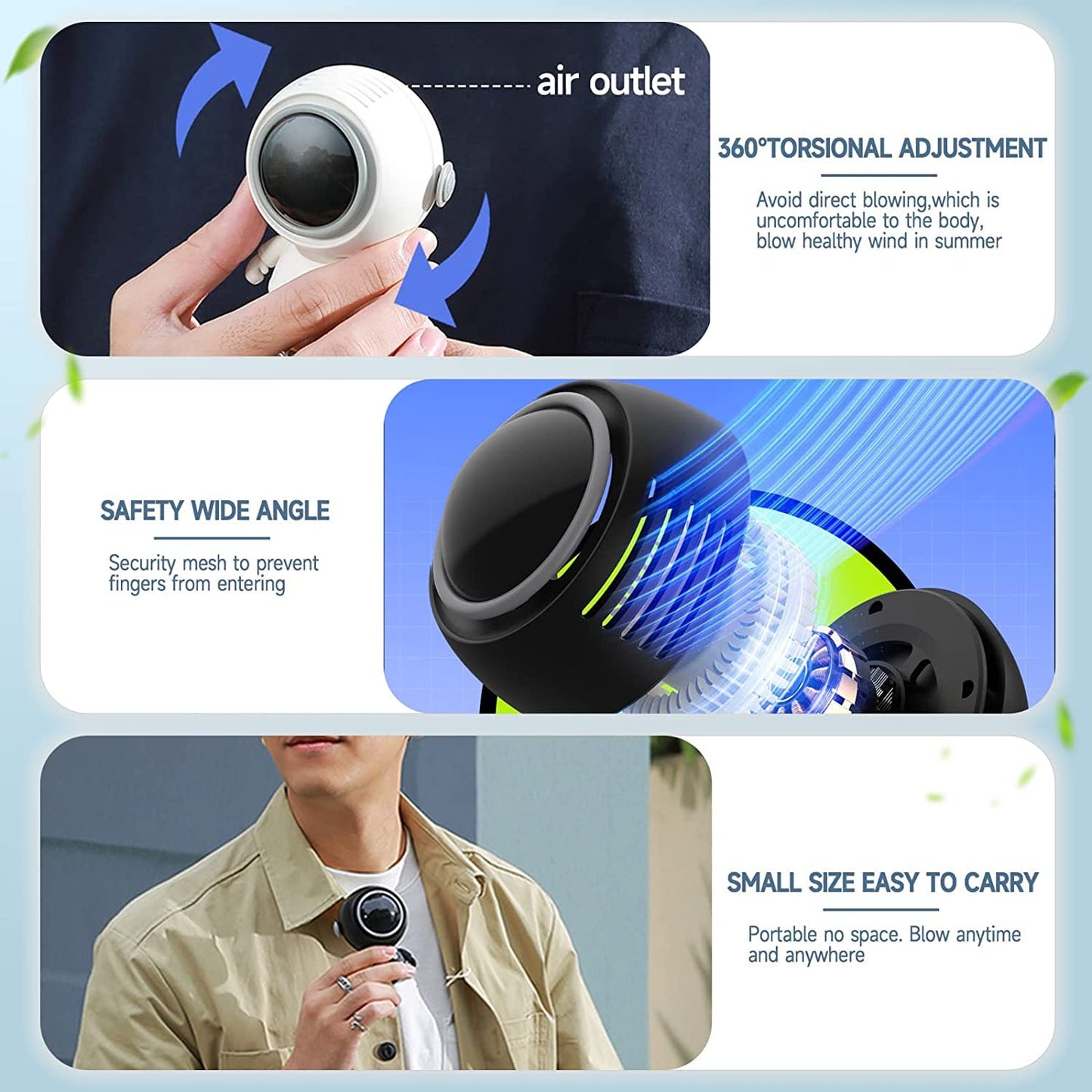 Astronaut Portable Neck Fan with Adjustable Strap