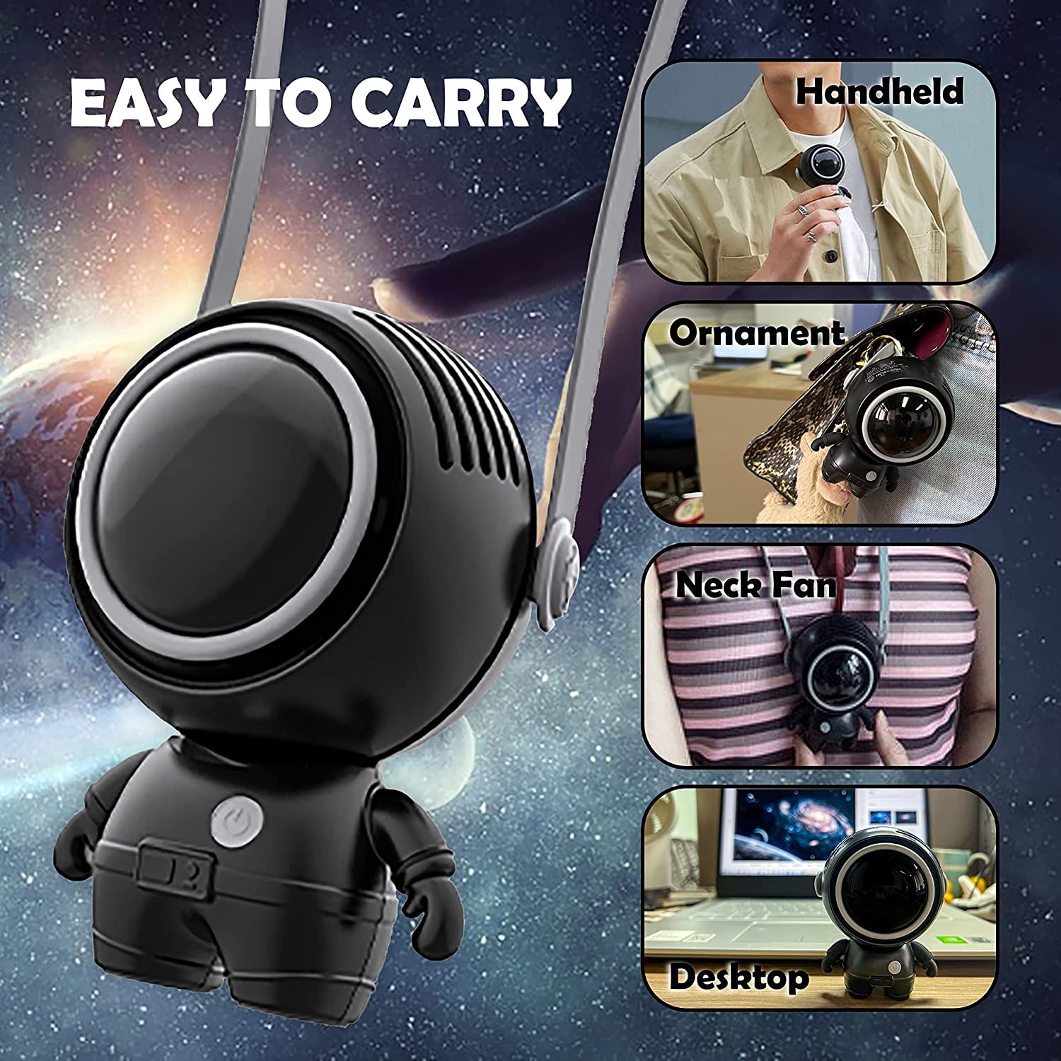 Astronaut Portable Neck Fan with Adjustable Strap