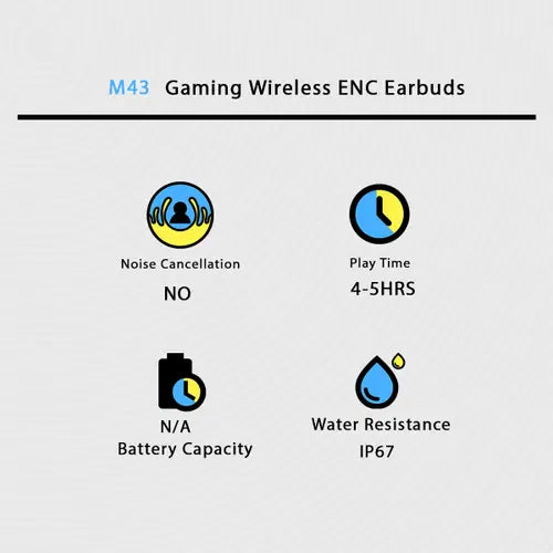 M43 Wireless Gaming Earbuds with Digital Display