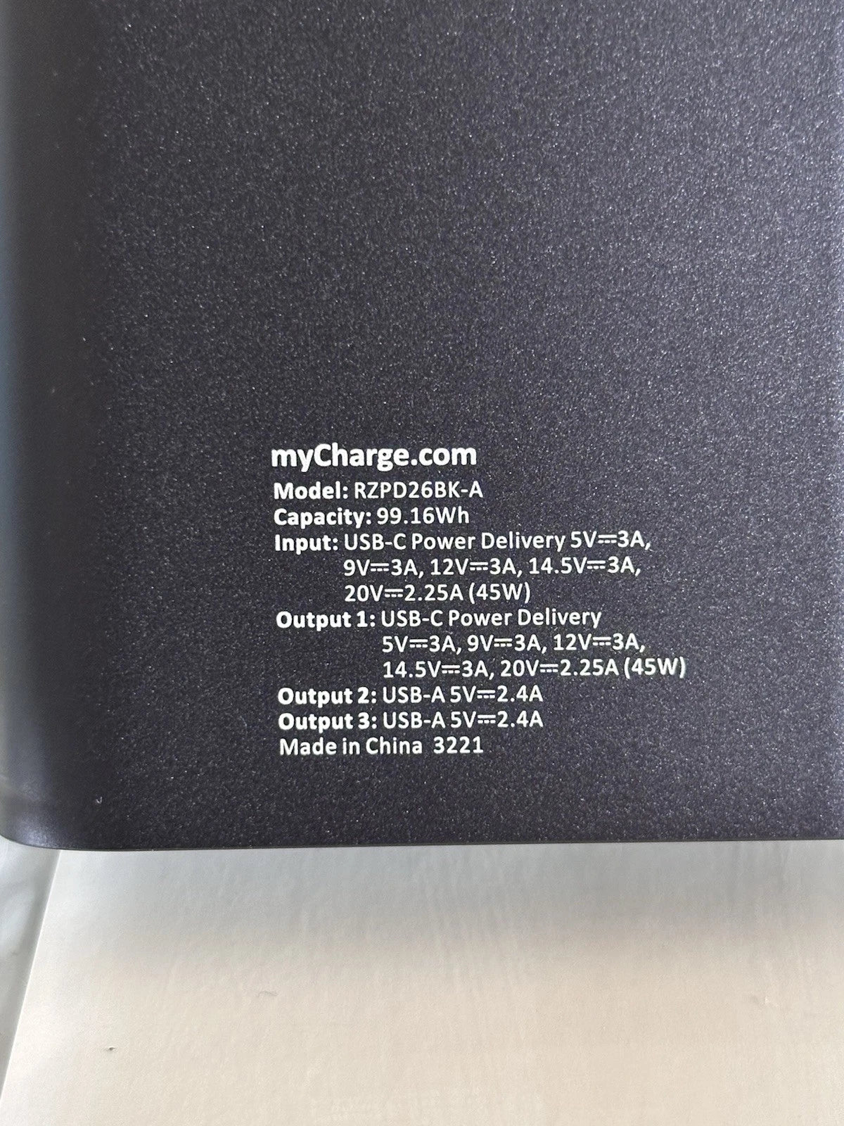 MyCharge 26800mAh 45W Without Box