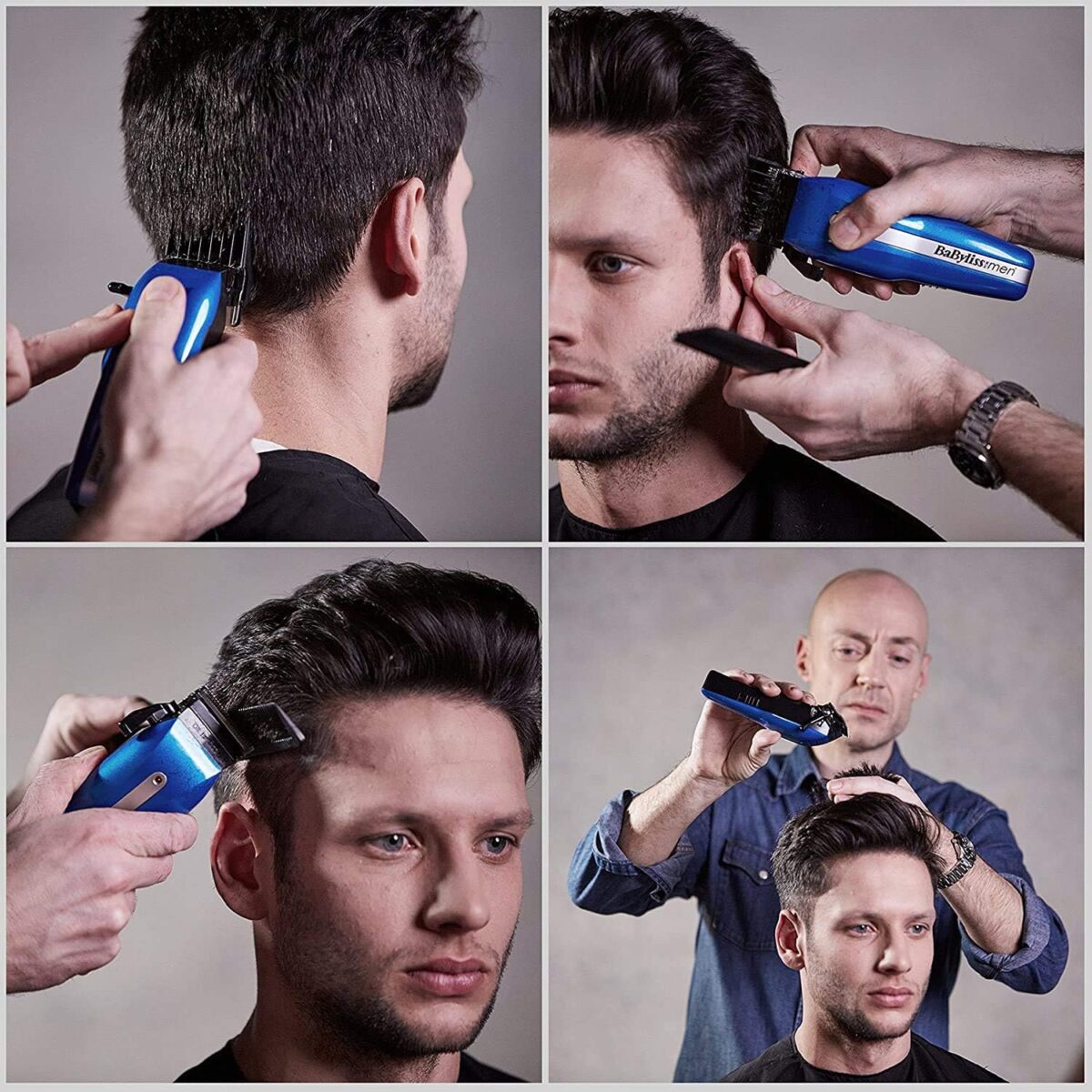 BaByliss 7498CU Powerlight Pro 15 Piece Hair Clipper Corded or cordless operation 9 hour charge time for 40 mins usage Direct drive - ultra light advanced power motor that delivers high performance for smooth fast and easy hair cutting Super sharp stainless steel blades for fast precision cutting Includes 8 x comb guides barbers comb cleaning brush oil scissors and storage pouch - Blue - Image 1